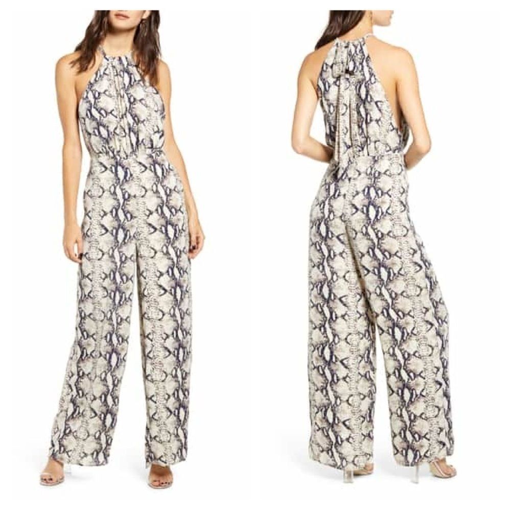 Endless Rose Python Pattern Halter Neck Jumpsuit